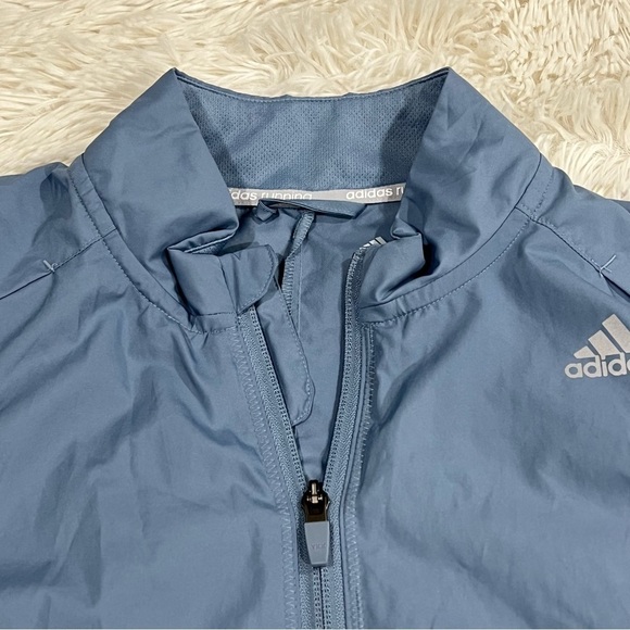 Adidas Running climalite Long Sleeve Zip Jacket Gray Blue Size Large - Picture 2 of 12